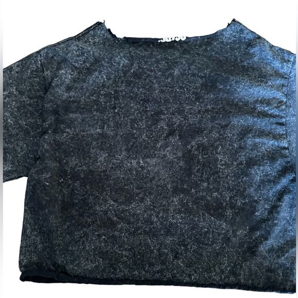 AC/DC Crop Top Tee with Short Sleeve Black Stonewash - Medium - Picture 2 of 4